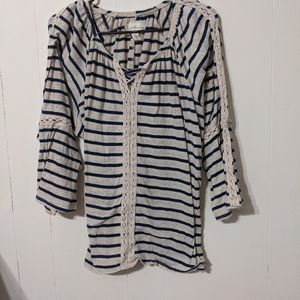 Blue and white striped women's blouse